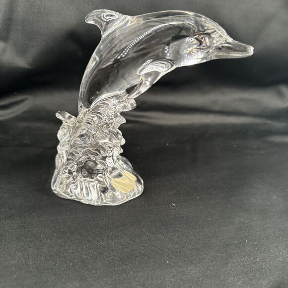 Dolphin Sculpture Wonders of the Wild in Waves Germany 24% Lead Cristal Au Plomb - Picture 8 of 9
